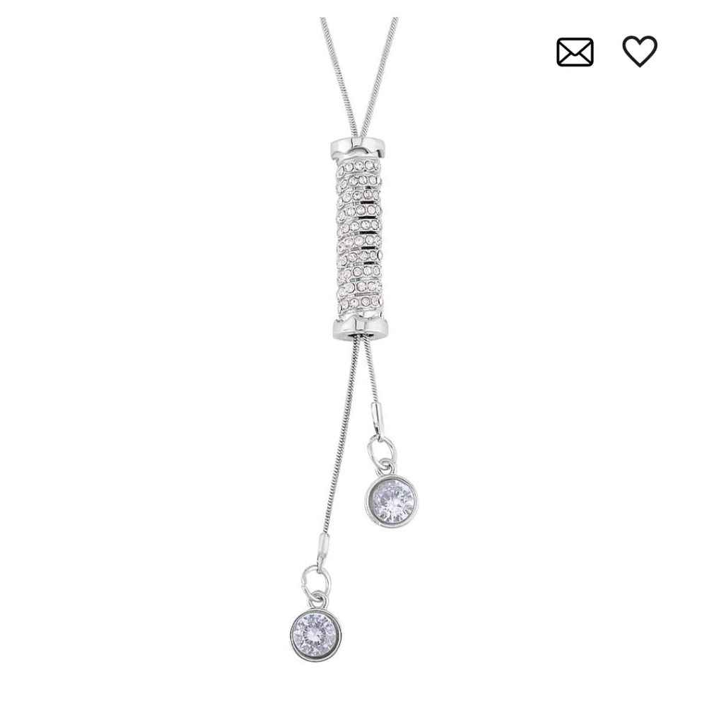 🆕️ Lariet Austrian Crystal Pendant Necklace (18-36 Inches) in Silvertone